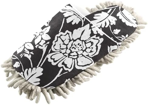 Kigai Microfiber Slippers Black Floral Cleaning Mop