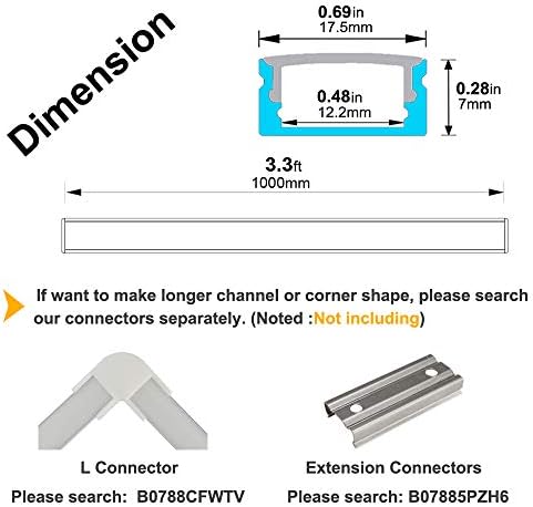 40-Pack U Shape LED Aluminum Channel with Milky Cover and Mounting Clips