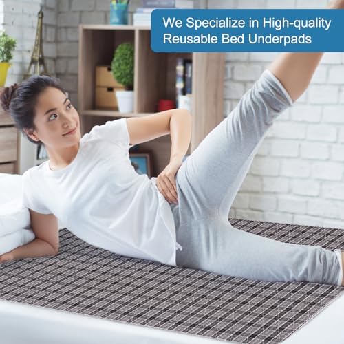 OUTCREATOR Washable Bed Pads 34x36 2-Pack Black Plaid