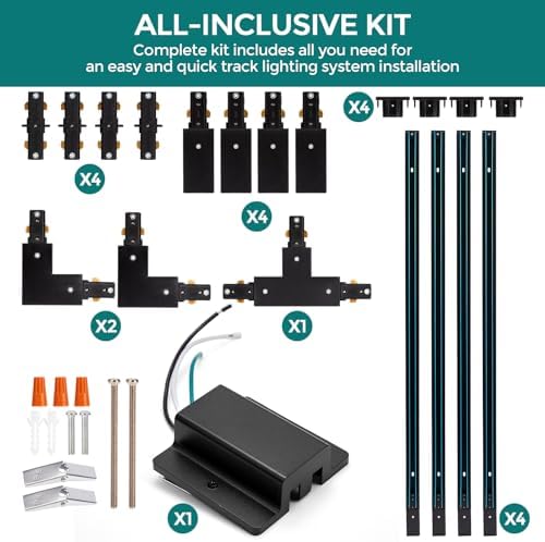 iCreating 13ft Black H Track Lighting Rails Kit