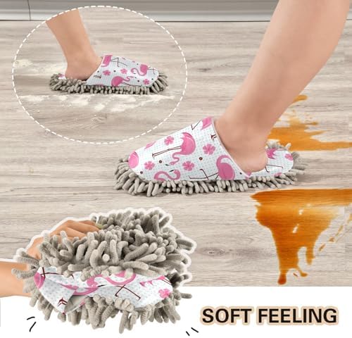 Sinestour Flamingos Mop Slippers for Floor Cleaning