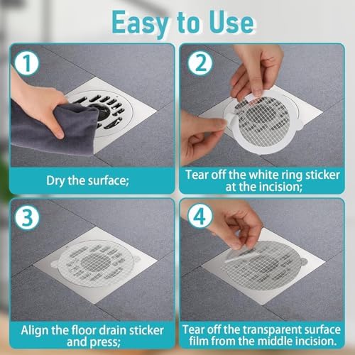 4 X 4 Flower Shape Hair Drain Sticker 10Pcs