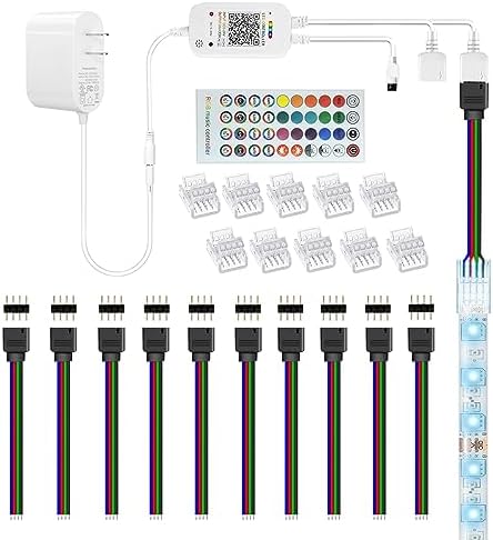 GXILEE 12V LED Power Supply and Remote Controller with 4 Pin Connectors
