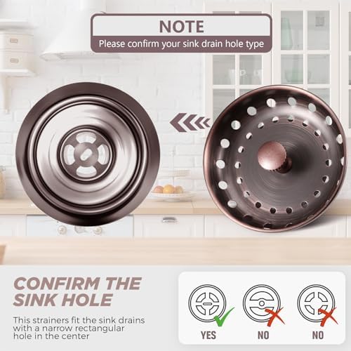 Retisee 2 Pcs Stainless Steel Drain Strainer Antique Copper Kitchen Sink Stopper