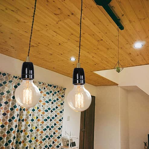 KAYYELAMP Black E26 Ceramic Base Pendant Light Fixture Set of Three