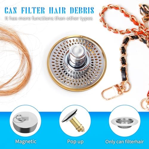 CHICHAUS 2 in 1 Bathroom Sink Stopper with Drain Strainer