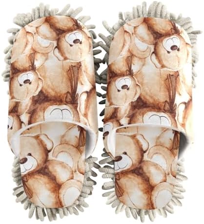 Sinestour Teddy Bear Mop Slippers for Floor Cleaning