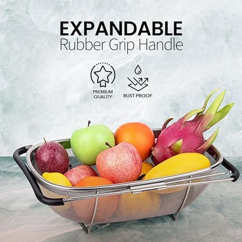Alpine Cuisine 14x95 In Over the Sink Colander with Expandable Handle