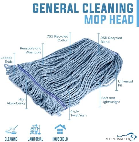 KLEEN HANDLER 3 Pack Heavy Duty Mop Heads 100 Safe Handler Gloves