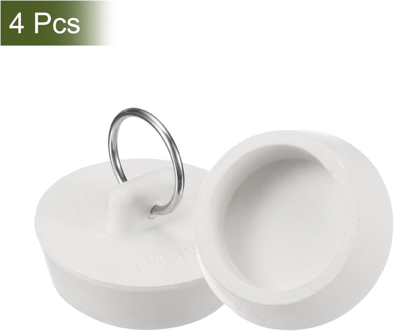 Uxcell 4 Pcs Tub Stoppers with Pull Ring and Beaded Chain White