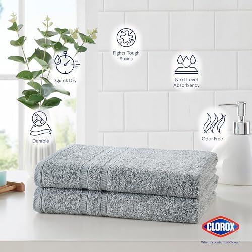 Clorox Bleach Friendly Bath Towels 2 Pack Light Grey