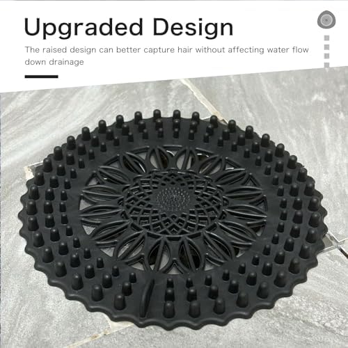 WODETIM Shower Drain Hair Catcher 4 Pack Black