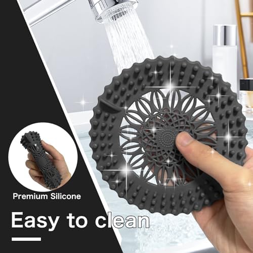 WODETIM Shower Drain Hair Catcher 4 Pack Black