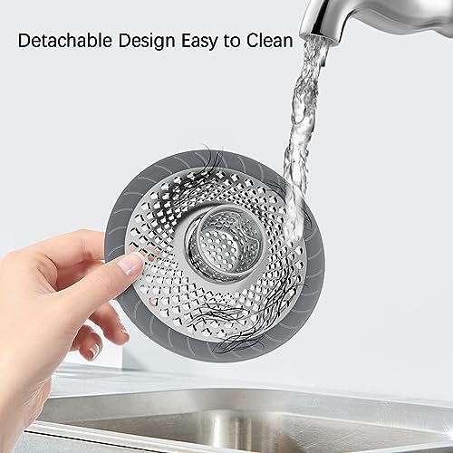2PCS Stainless Steel Drain Hair Catcher for Bathroom Kitchen