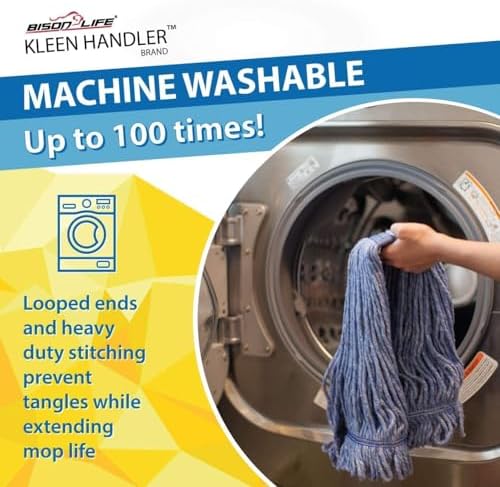 KLEEN HANDLER 3 Pack Heavy Duty Mop Heads 100 Safe Handler Gloves