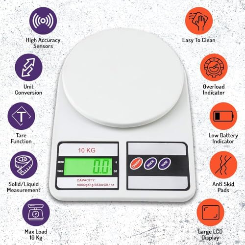 Digital Kitchen Scale 22lb 10kg Capacity Food Scale with ozg Units
