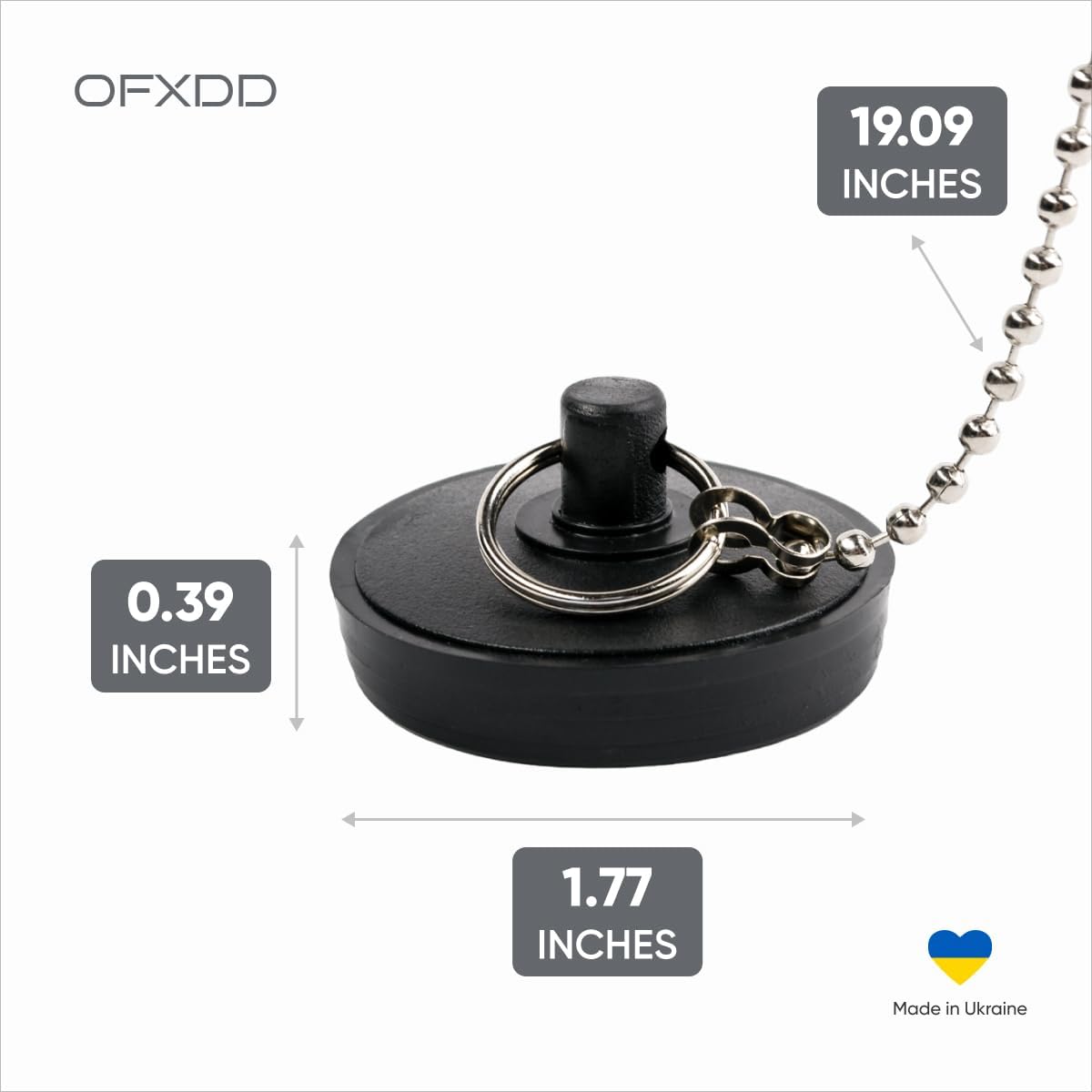 OFXDD Sink Stopper 175 Black with Chain