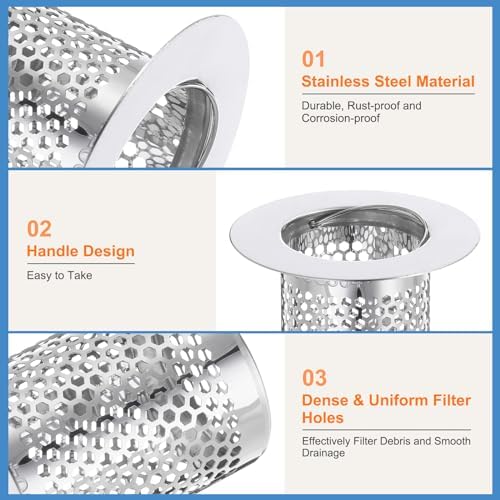 Uxcell 3 Pack Drain Strainer for Kitchen Bathroom