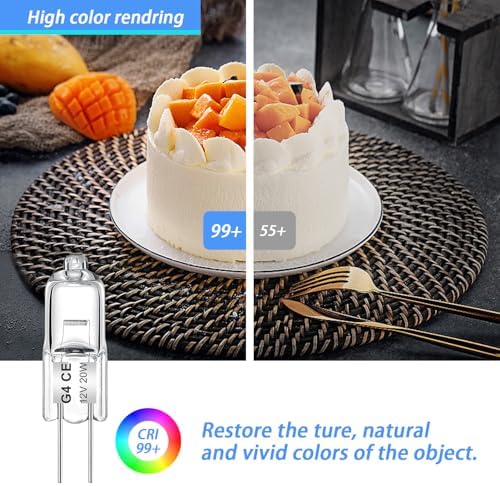 20W G4 Halogen Light Bulb 12V 2 Pin 10 Pack