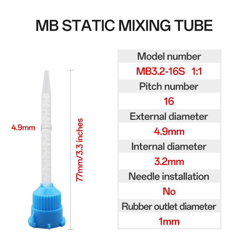 50pcs Blue Epoxy Mixing Nozzle for Glue Gun with 1121 Ratio
