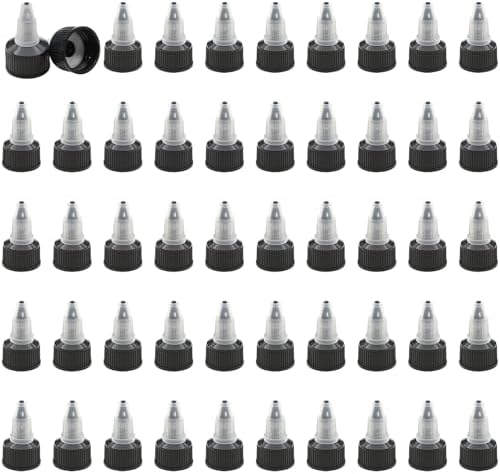50 PCS Black Twist Bottle Caps for 20410 Threaded Containers