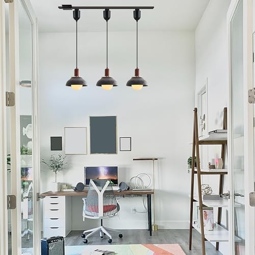 Kiven L Style 2-Wire Track Pendant Light with Black Ceramic Shade