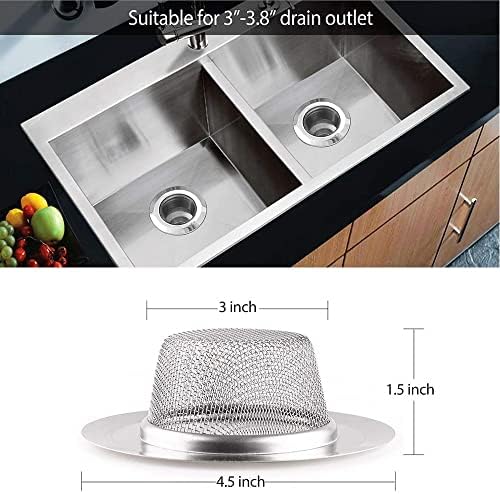 2 Pcs Stainless Steel Kitchen Sink Strainer 45 Inch Wide Rim