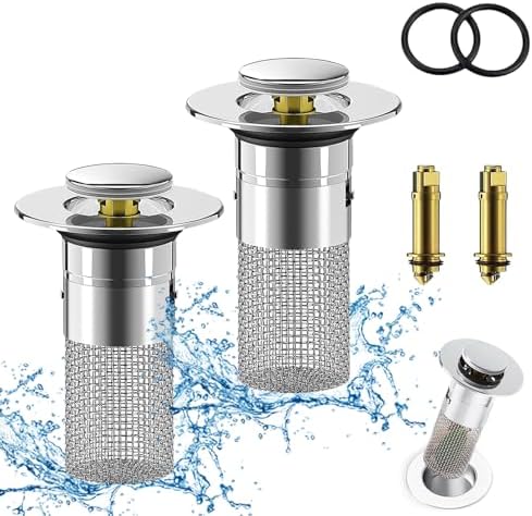 Ridroid 2PCS Bathroom Sink Drain Strainer with Removable Basket