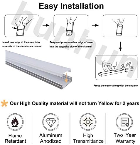 40-Pack U Shape LED Aluminum Channel with Milky Cover and Mounting Clips