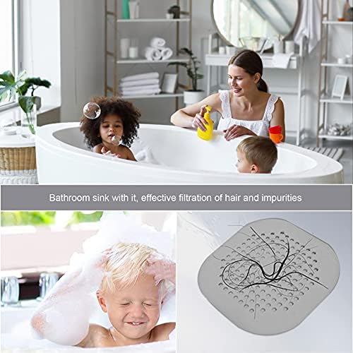 2 Pieces Shower Drain Hair Catcher with Sucker Water Trap Cover Grey