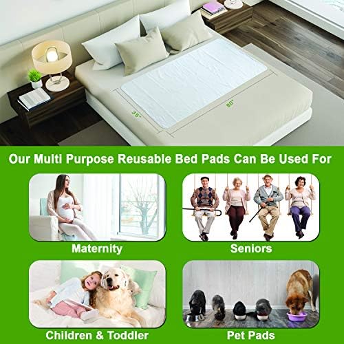 Premium Waterproof Bed Pad - Reusable Washable 35 x 80