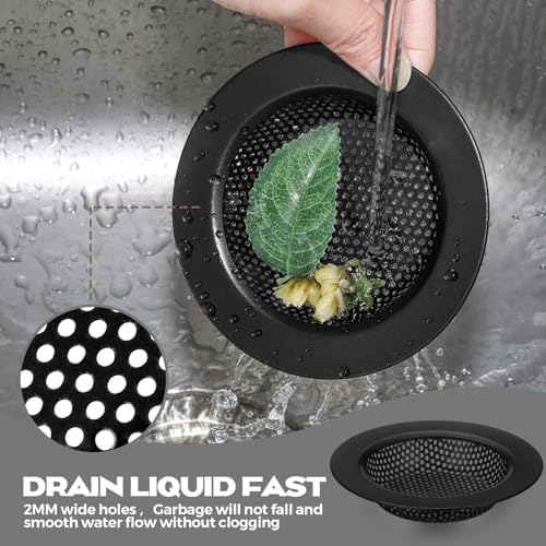 Retisee 2 Pcs Stainless Steel Sink Strainer Matte Black