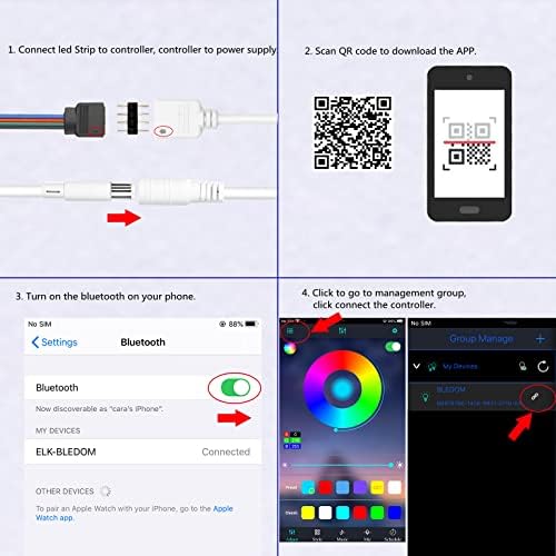 GXILEE 12V LED Power Supply and Remote Controller with 4 Pin Connectors