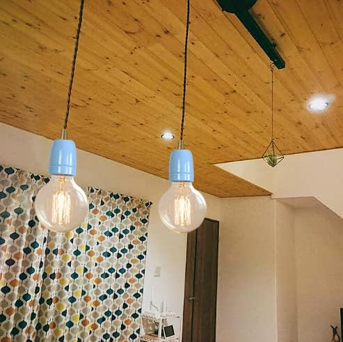 Blue E26 Ceramic Base Pendant Light Set of Three