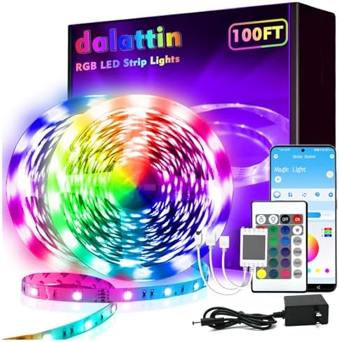 Dalattin 100ft LED Strip Lights with Bluetooth and IR Control