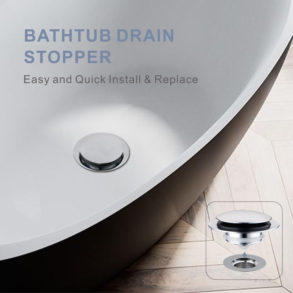 Universal Chrome Bathtub Drain Stopper with Tip Toe Design