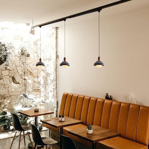 Kiven L Style 2-Wire Track Pendant Light with Black Ceramic Shade 1
