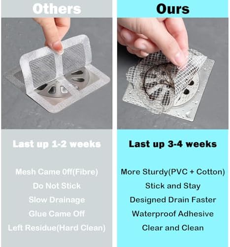 HIKIMA 60Pcs Disposable Shower Drain Cover Hair Catcher