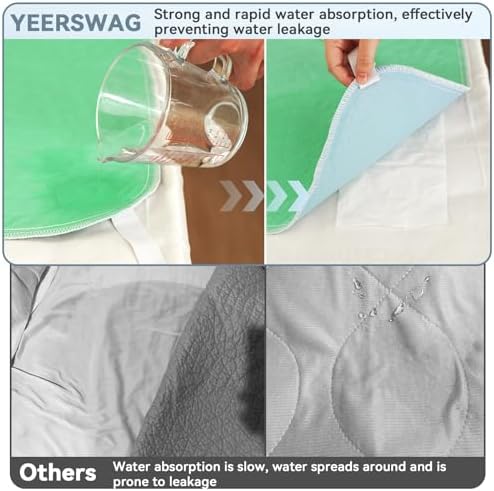 YEERSWAG Reusable Waterproof Bed Pads 2 Pack Green