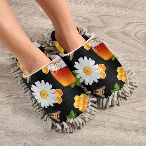 Sinestour Bee Honey Black Mop Slippers for Floor Cleaning 1