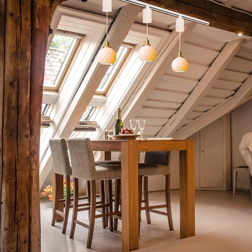 Adjustable H-Track Ceiling Light with Marble Shade