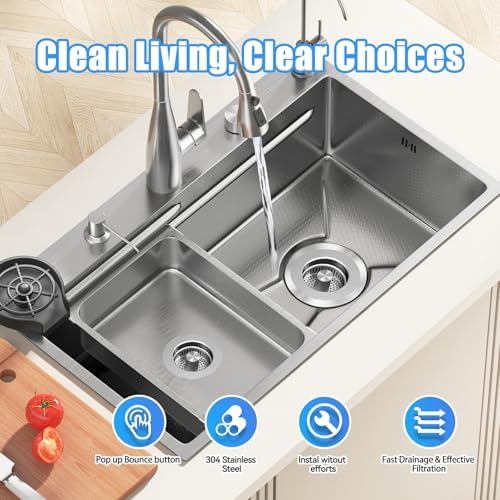 Oxanlare Kitchen Sink Drain Strainer with Cleaning Brush