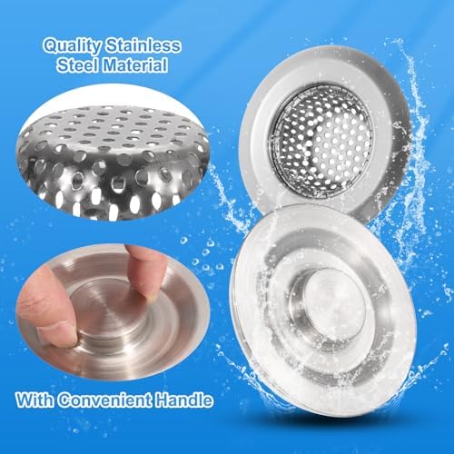 Uxcell 2 Pcs Kitchen Sink Strainer Stoppers Silver
