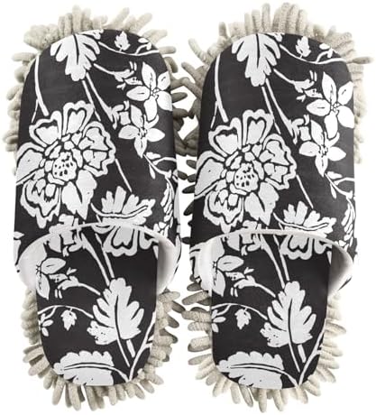Kigai Microfiber Slippers Black Floral Cleaning Mop