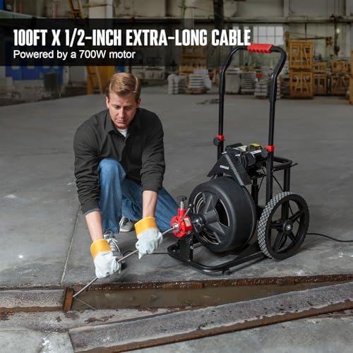 POPULO 100FT Sewer Snake with 8 Cutters and Gloves