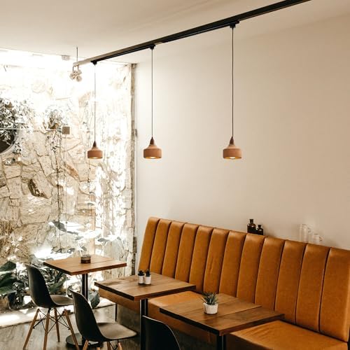 Kiven L Style 2-Wire Track Pendant Light with Brown Ceramic Globe 1
