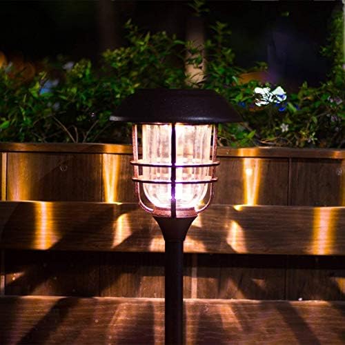 GIGALUMI 4 Pack Solar Path Lights Waterproof Metal with Glass Stainless Steel