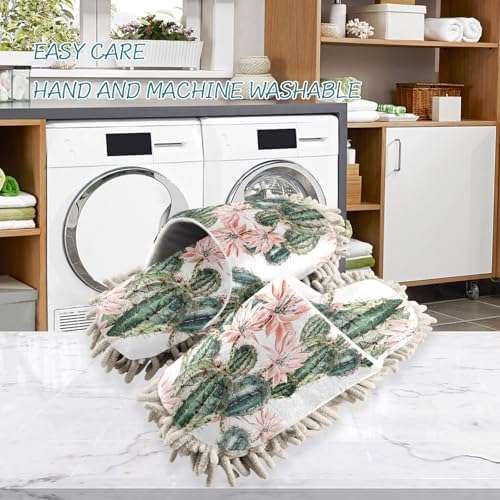 Sinestour Floral Cactus Mop Slippers for Floor Cleaning