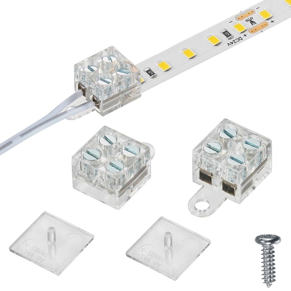 20Pack 2Pin LED Strip Light Connector - 10mm Width