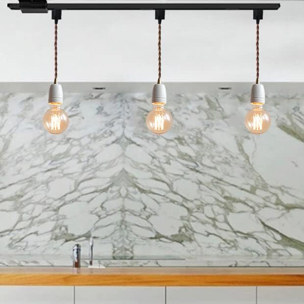 3-Pack H Track Lighting with Brown Twisted Cord